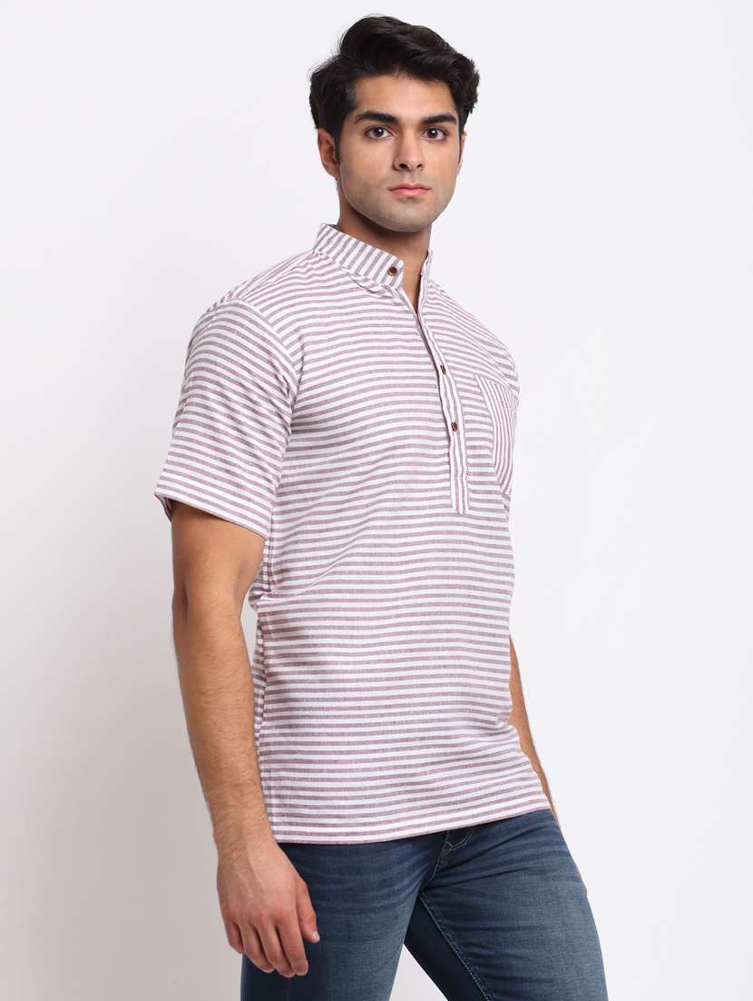 purple striped short kurtas kurta - 18212924 -  Standard Image - 1