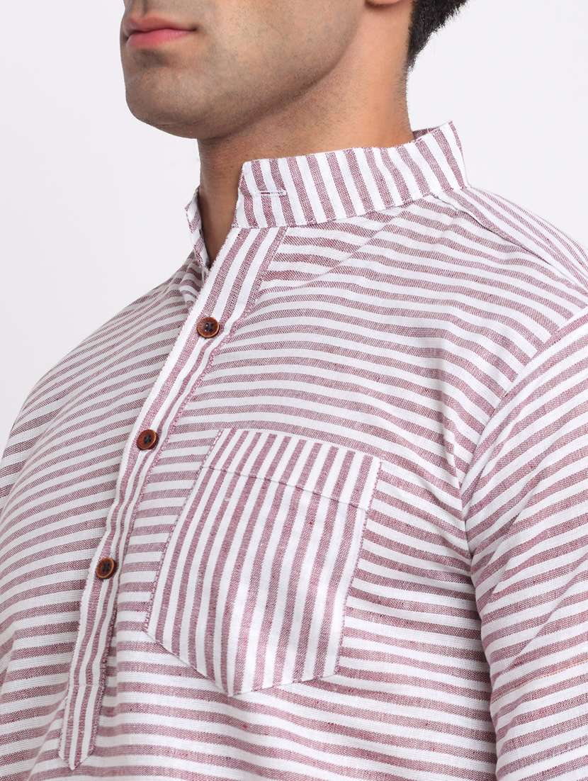 purple striped short kurtas kurta - 18212924 -  Standard Image - 4