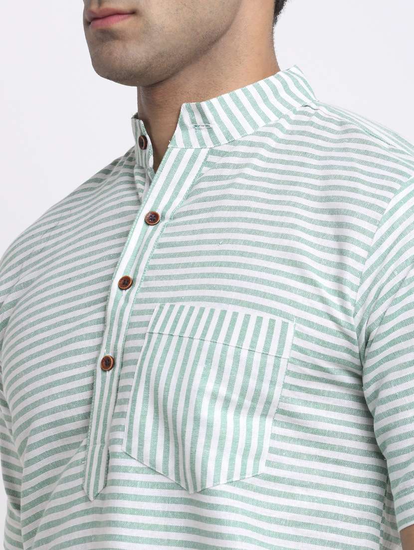 green striped short kurtas kurta - 18212930 -  Standard Image - 4