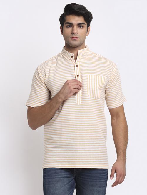 peach striped short kurtas kurta - 18212934 - Standard Image - 0