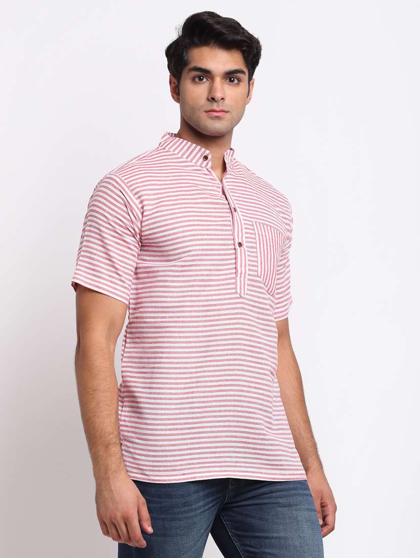 pink striped short kurtas kurta - 18212936 -  Standard Image - 1