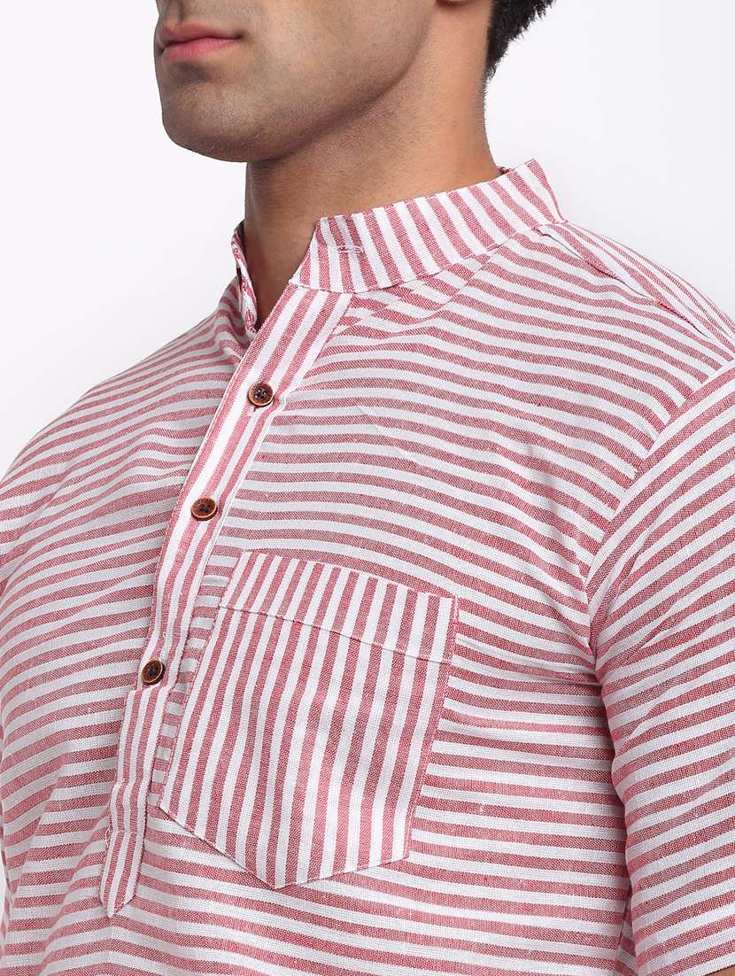 pink striped short kurtas kurta - 18212936 -  Standard Image - 4