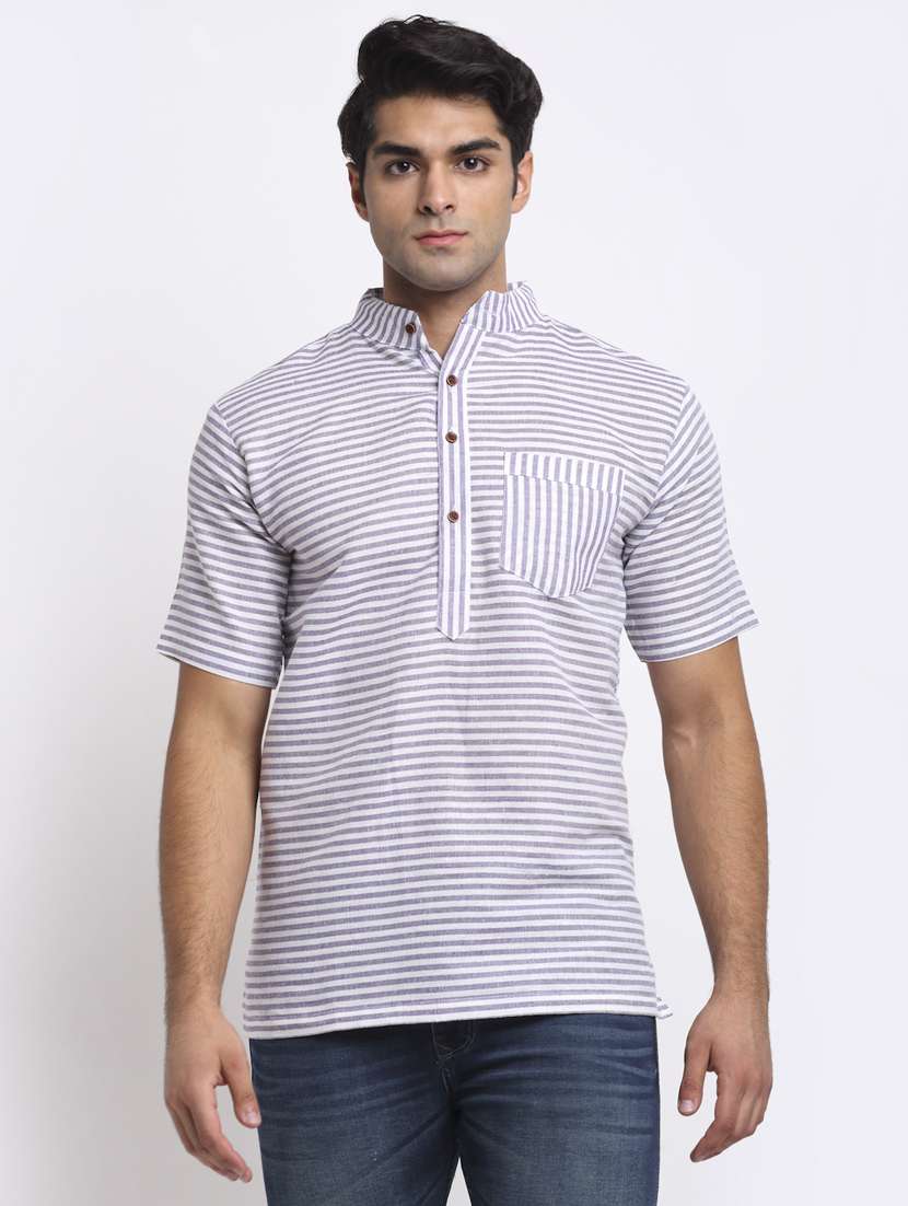grey striped short kurtas kurta