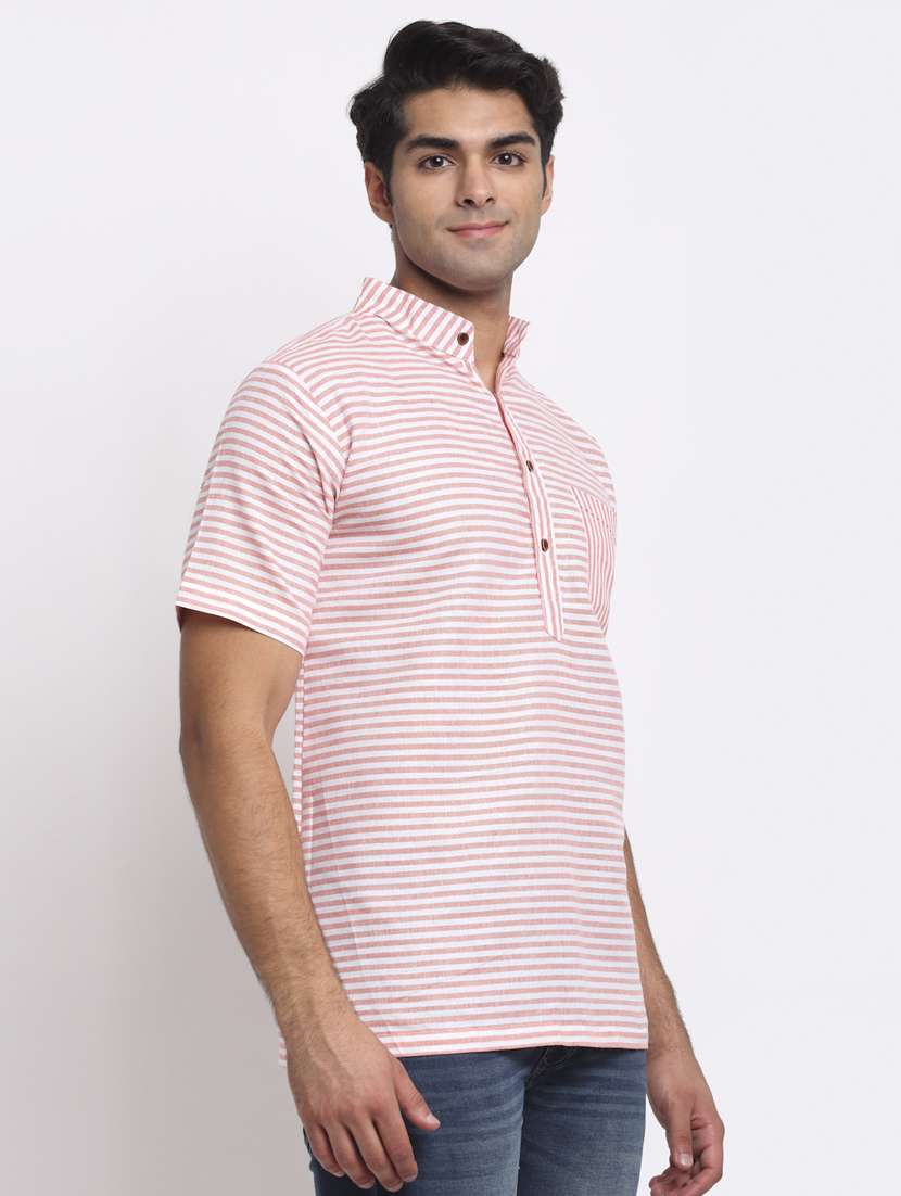 pink striped short kurtas kurta - 18212940 - Standard Image - 1