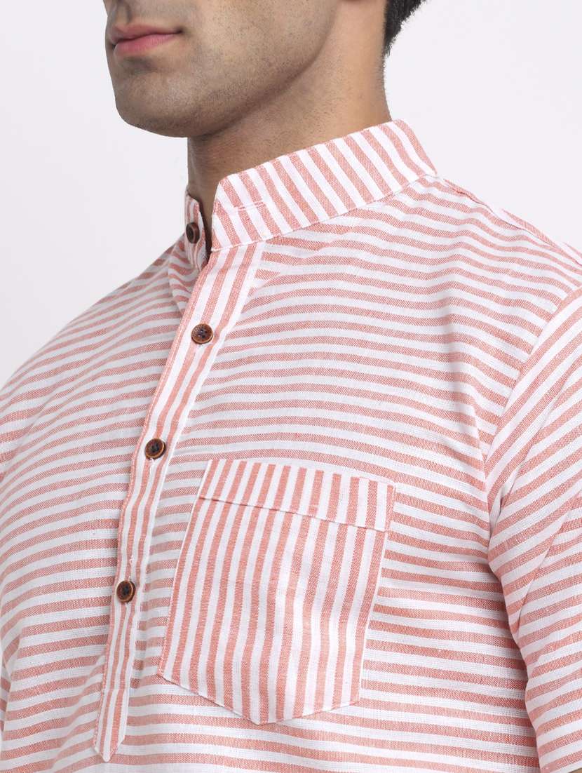 pink striped short kurtas kurta - 18212940 - Standard Image - 4
