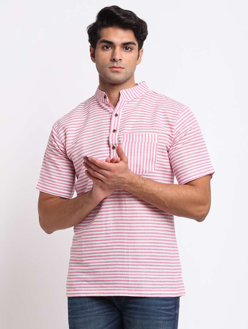 pink striped short kurtas kurta