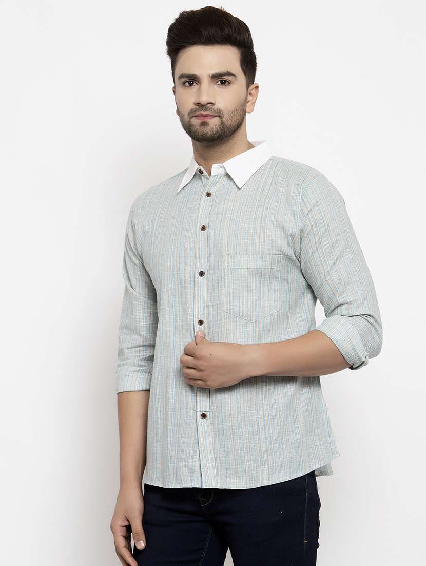 mens self design casual shirt - 18213097 -  Standard Image - 1