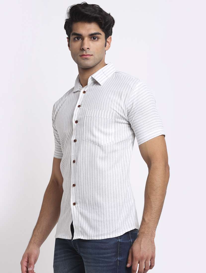 grey striped casual shirt - 18213103 -  Standard Image - 1