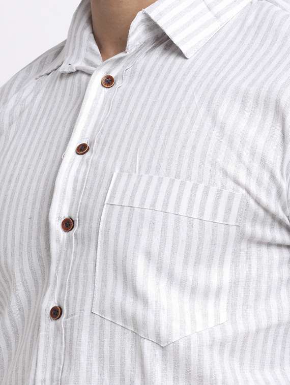 grey striped casual shirt - 18213103 -  Standard Image - 4