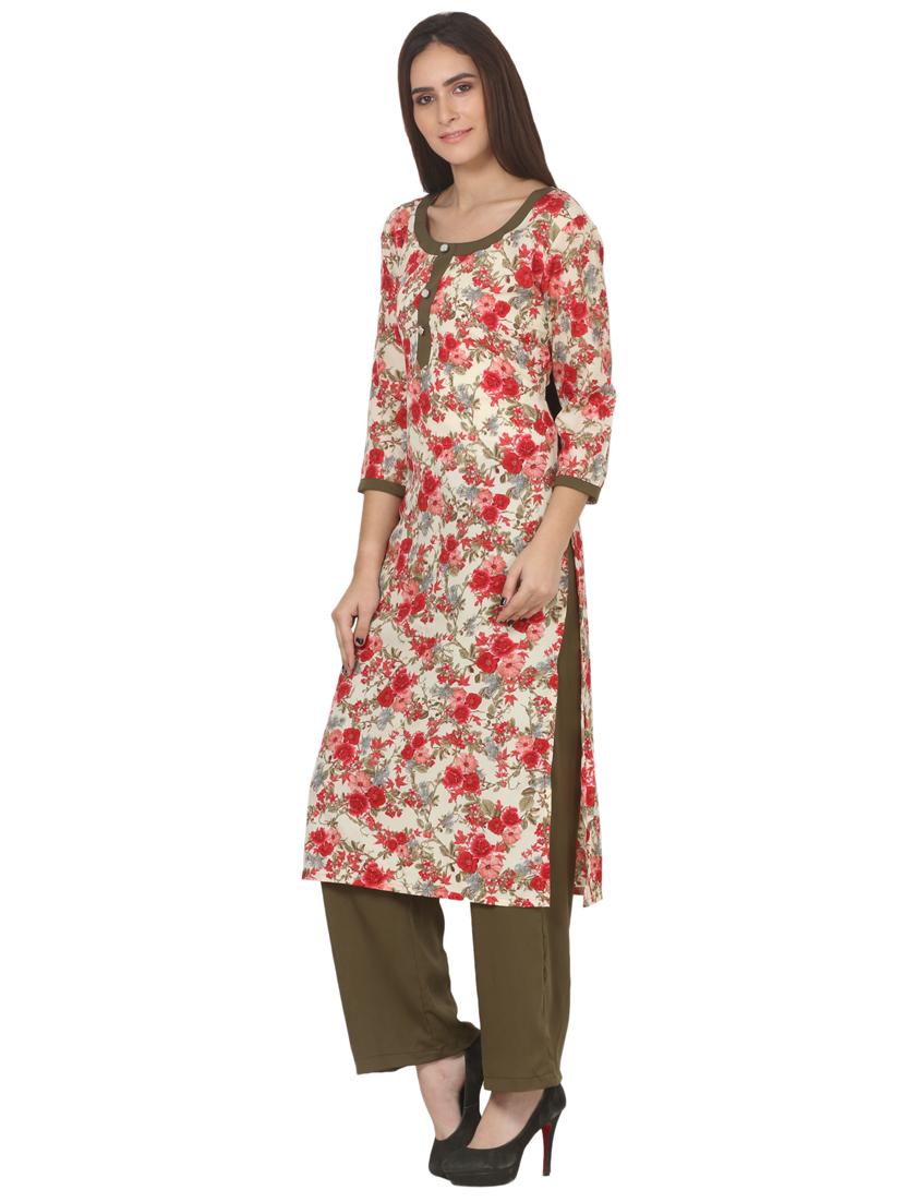 beige synthetic kurta palazzo  set - 18213480 -  Standard Image - 1
