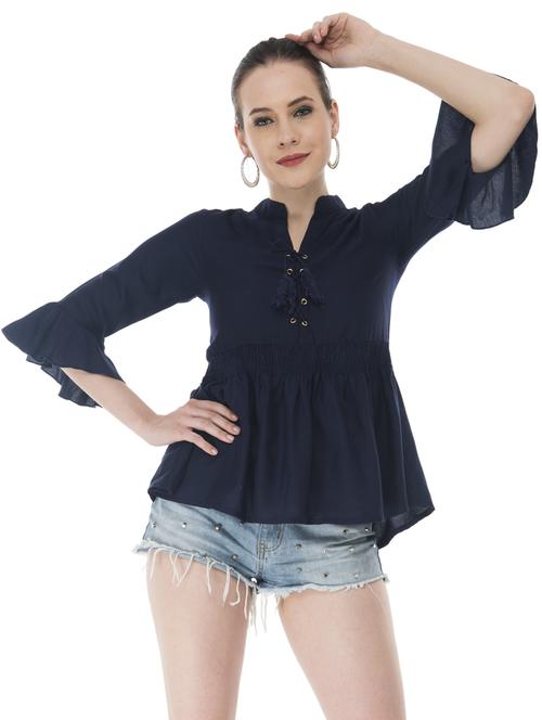 women's peplum mandarin neck top - 18213498 -  Standard Image - 0