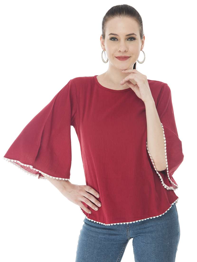 women's straight round neck top