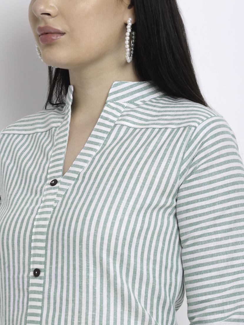 green stripe straight kurta - 18213818 - Standard Image - 4