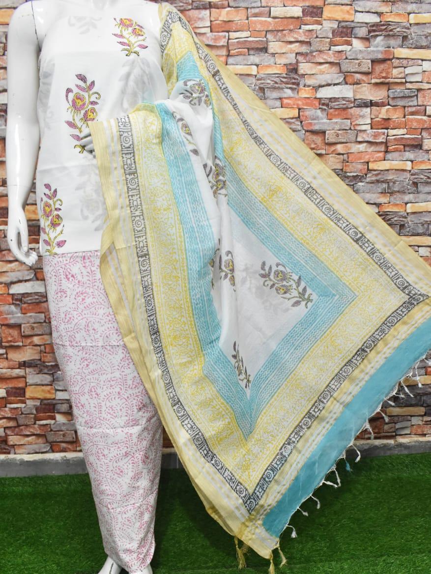 cotton suit with organza dupatta  - 18214075 -  Standard Image - 1
