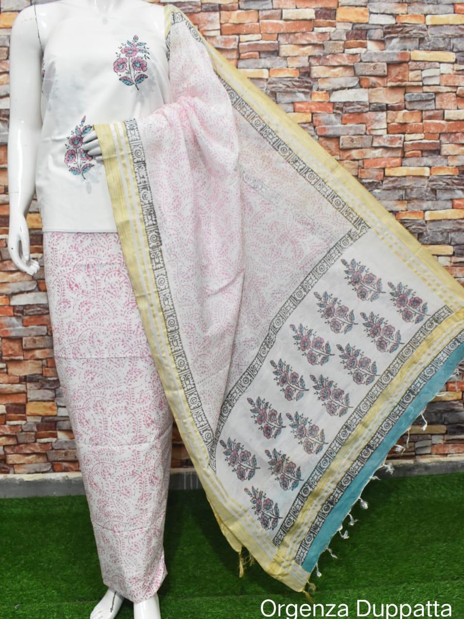 cotton suit with organza dupatta  - 18214082 -  Standard Image - 1