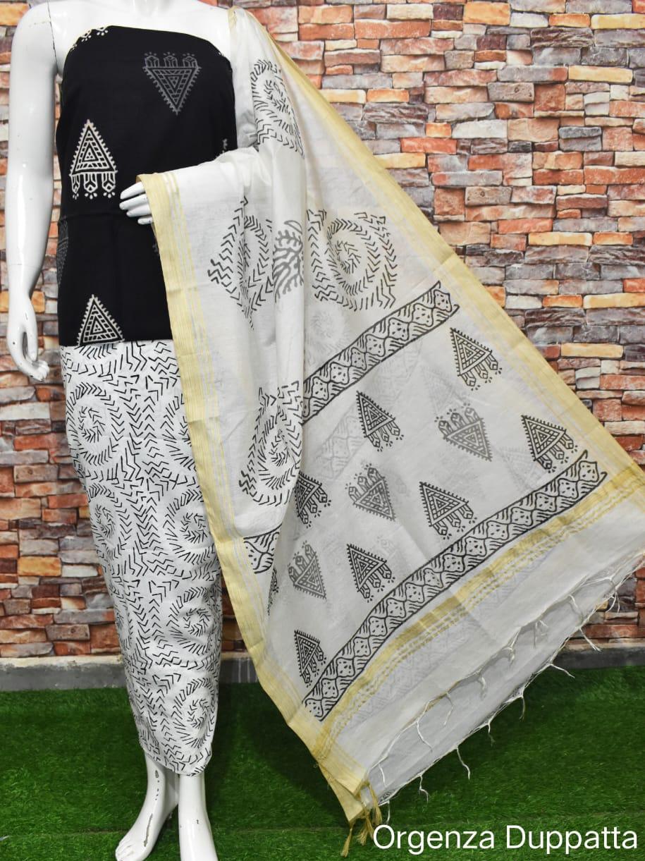 cotton suit with organza dupatta  - 18214088 -  Standard Image - 1