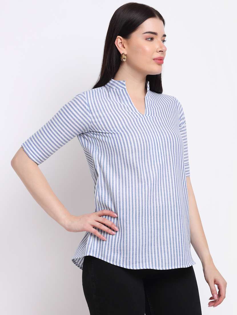 women's straight mandarin neck top - 18214111 -  Standard Image - 1