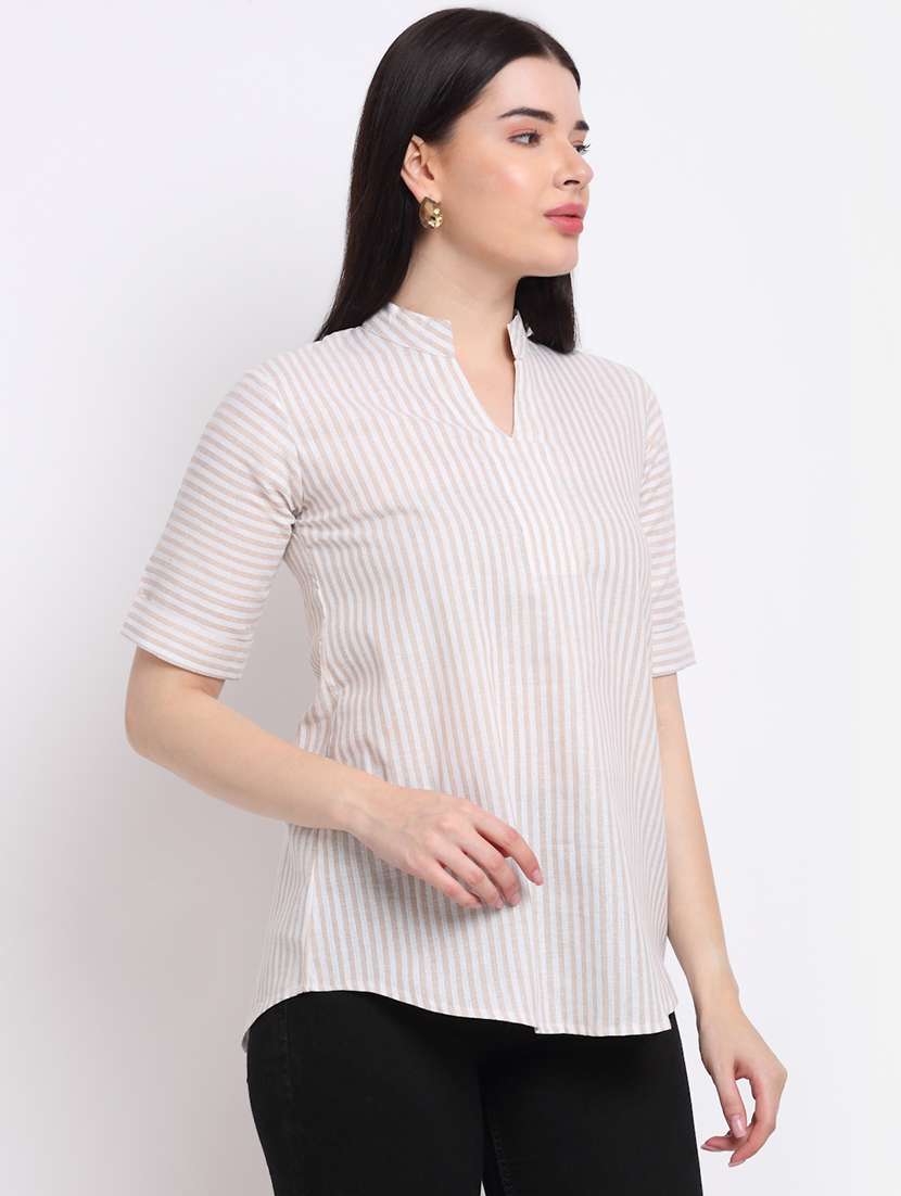 women's straight mandarin neck top - 18214112 -  Standard Image - 1