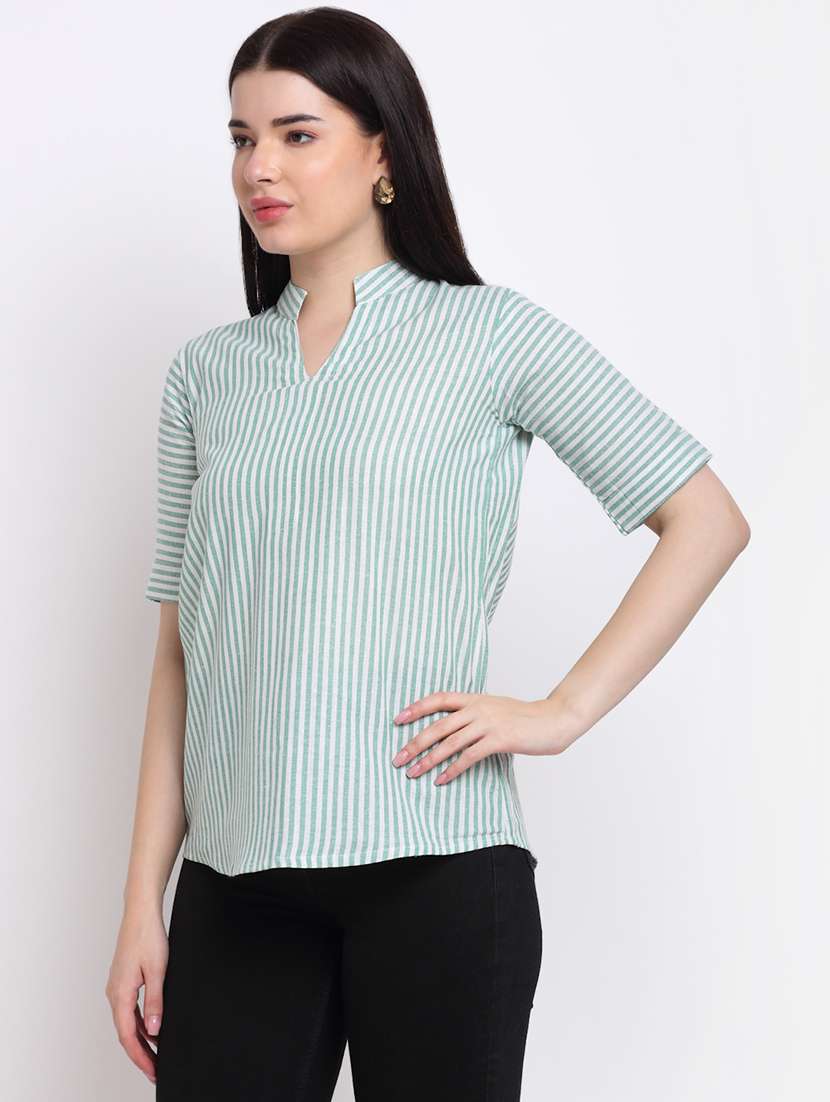 women's straight mandarin neck top - 18214113 -  Standard Image - 1