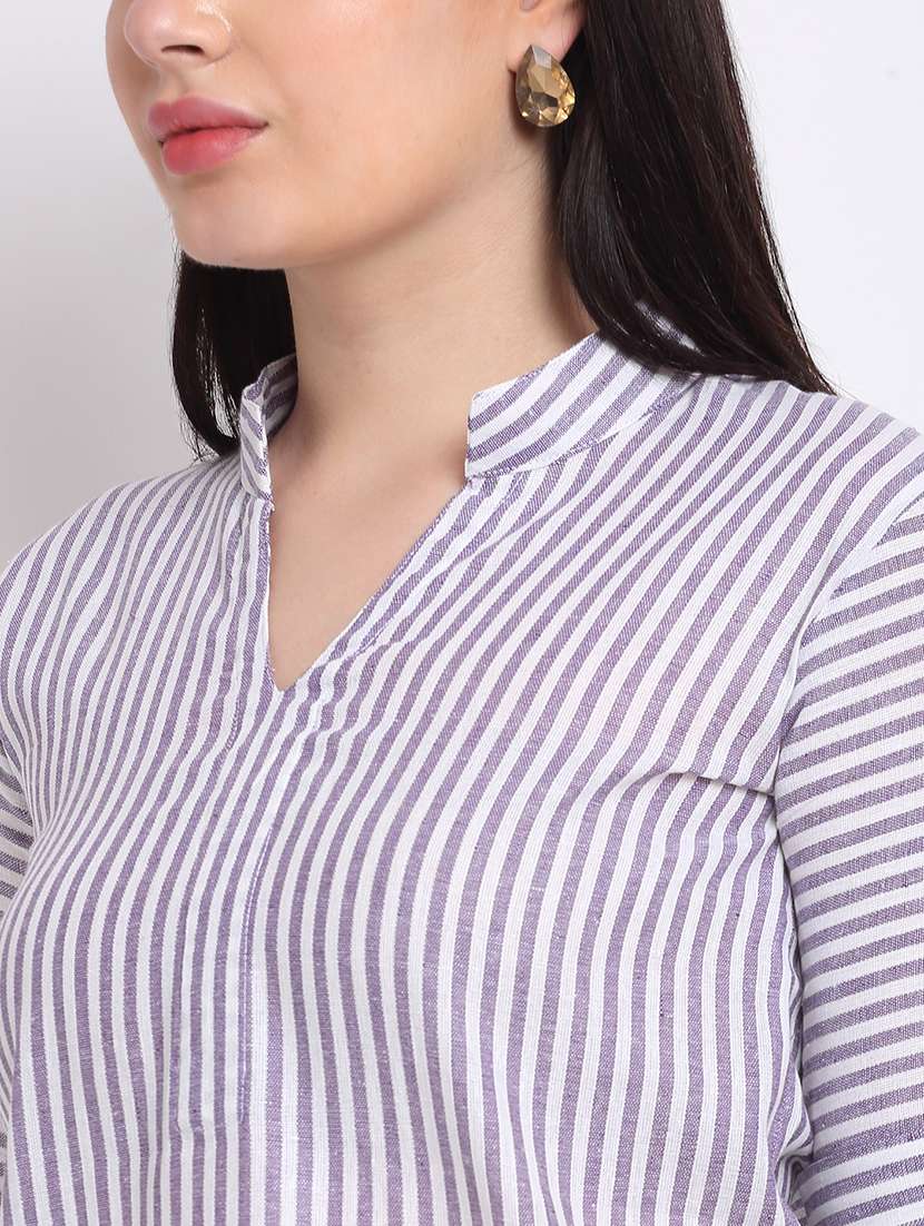 women's straight mandarin neck top - 18214117 -  Standard Image - 4