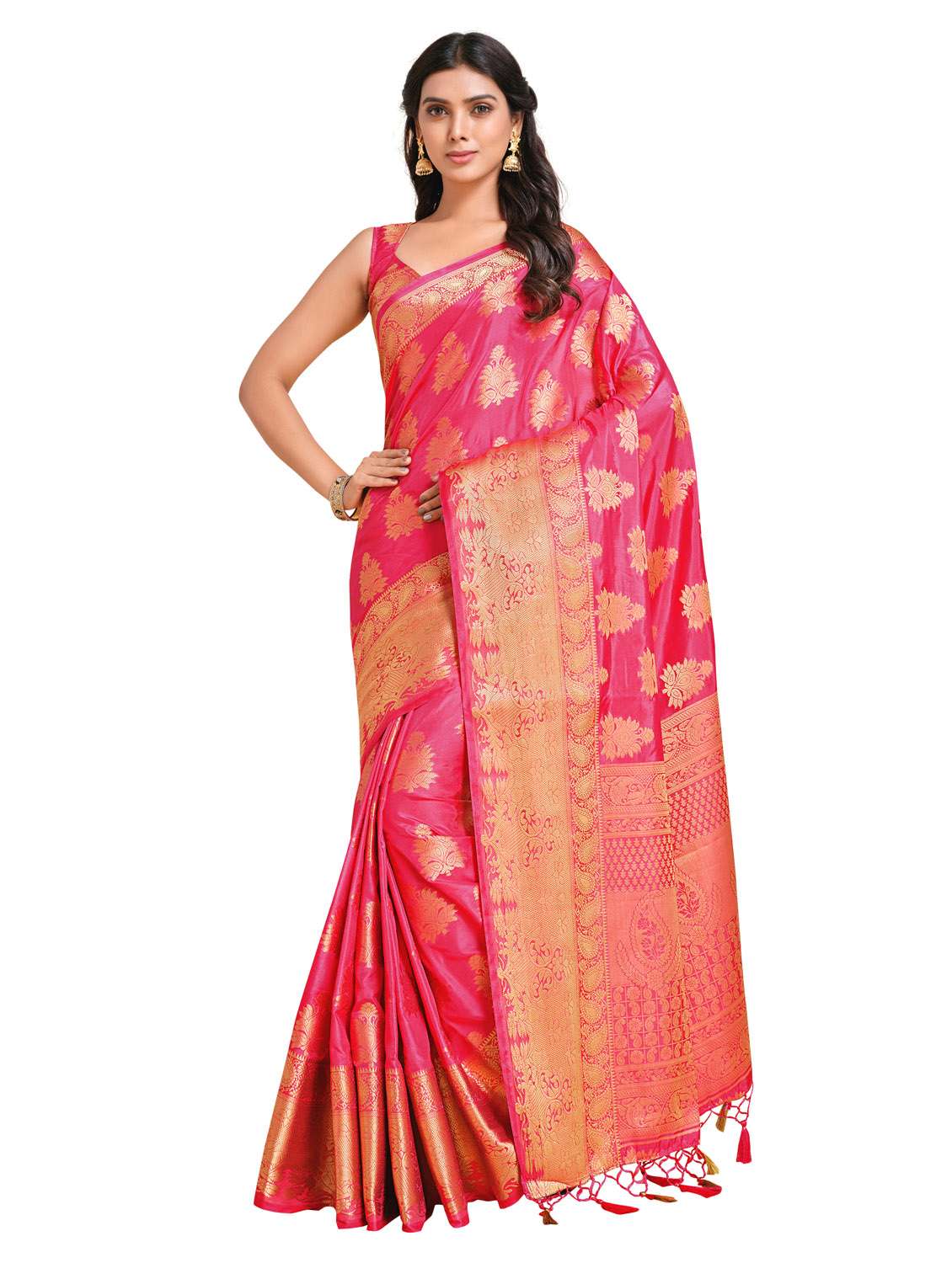 pink art silk banarasi saree