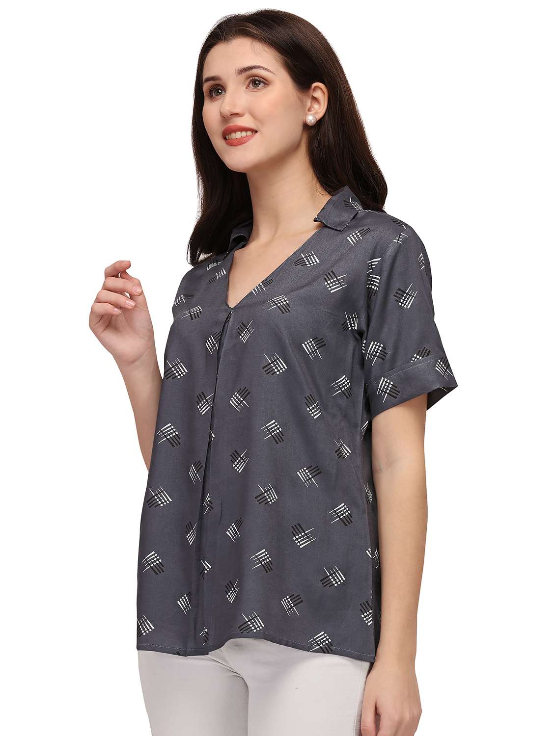 women's straight collared top - 18215614 -  Standard Image - 1