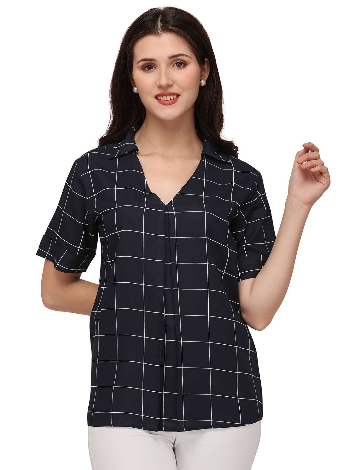 women's straight collared top