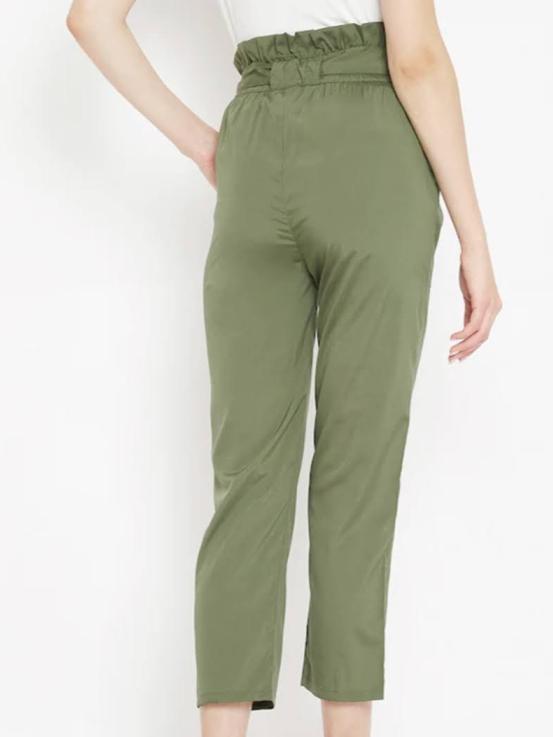 green crepe trousers - 18216018 - Standard Image - 1