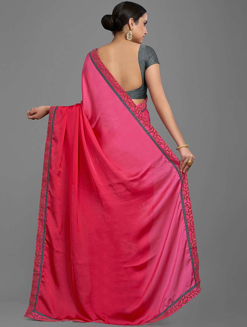 women's floral pink colored saree with blouse - 18216263 -  Standard Image - 1