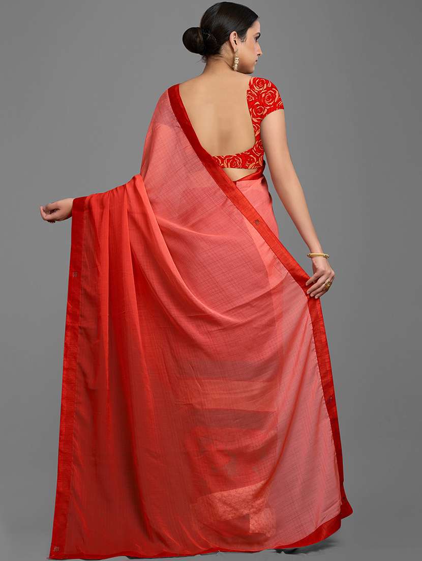 orange georgette printed saree with blouse - 18216264 -  Standard Image - 1