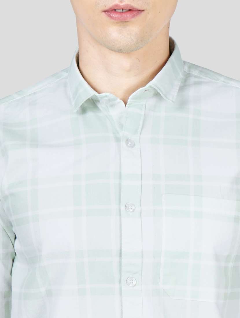 light-green checkered casual shirt - 18216306 - Standard Image - 4