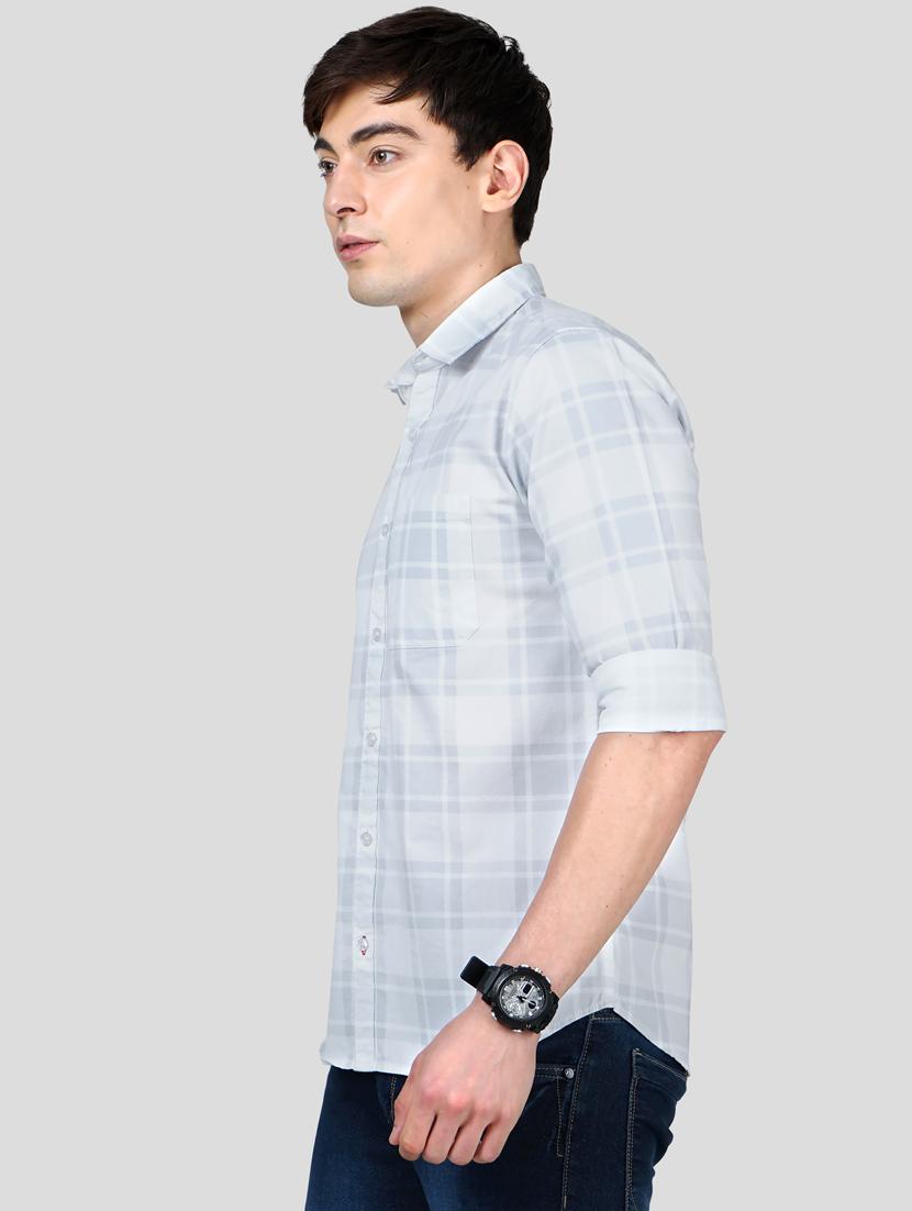 grey checkered casual shirt - 18216309 - Standard Image - 1