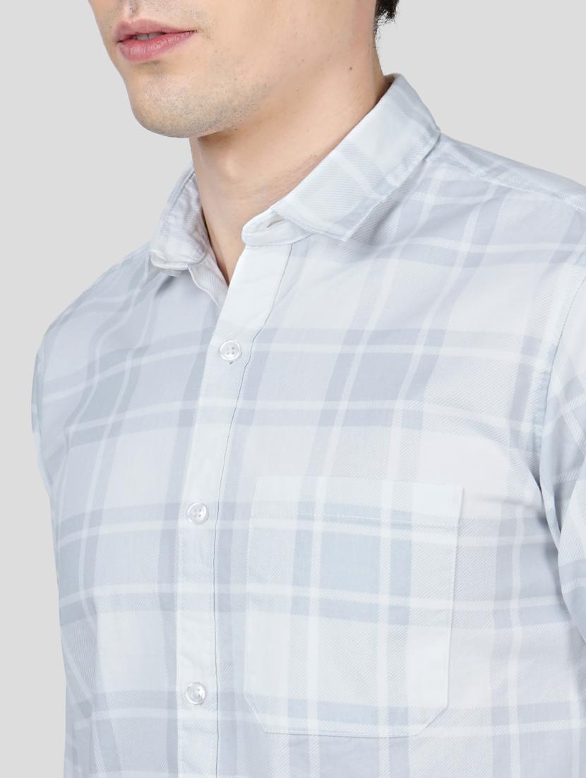 grey checkered casual shirt - 18216309 - Standard Image - 4