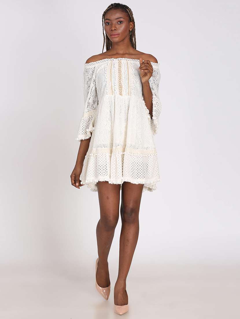 Women's Fit & Flare Self Design Dress