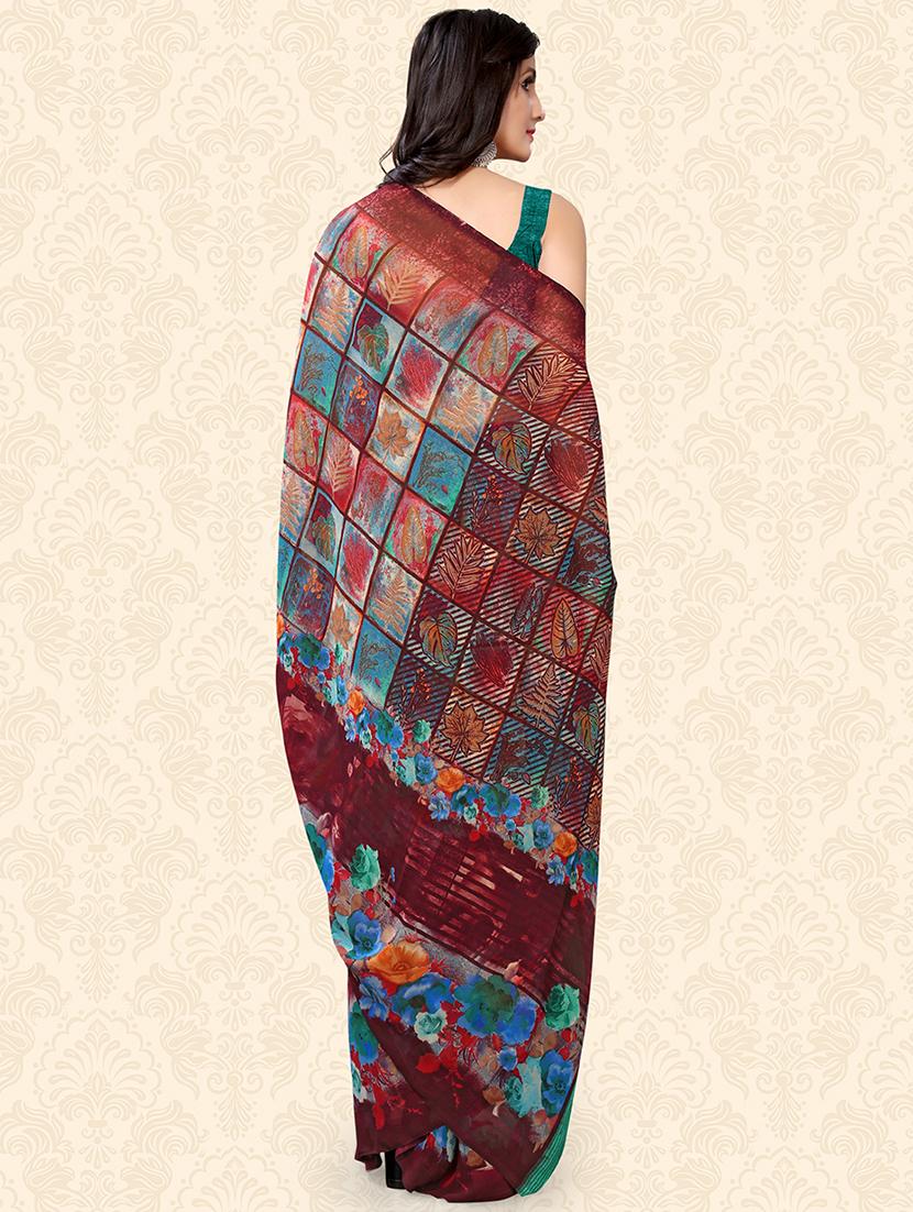 floral printed saree with blouse - 18217194 -  Standard Image - 1