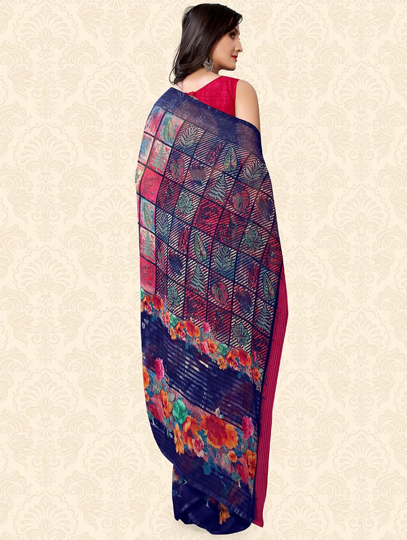 floral printed saree with blouse - 18217195 -  Standard Image - 1