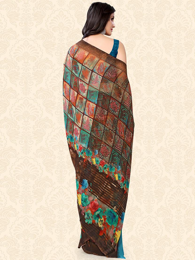 floral printed saree with blouse - 18217197 -  Standard Image - 1