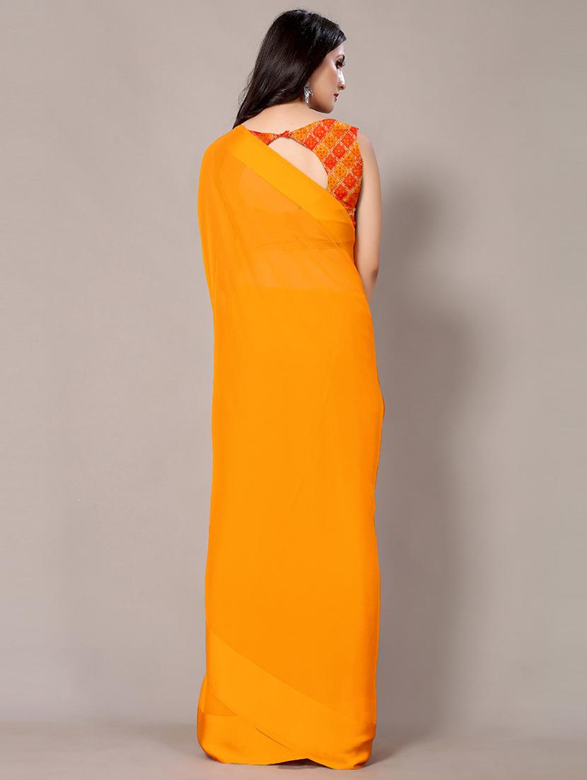 yellow chiffon printed saree - 18217715 - Standard Image - 1
