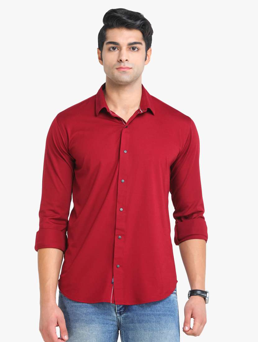 maroon solid casual shirt