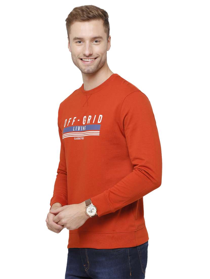 orange chest printed sweatshirt - 18218136 - Standard Image - 1