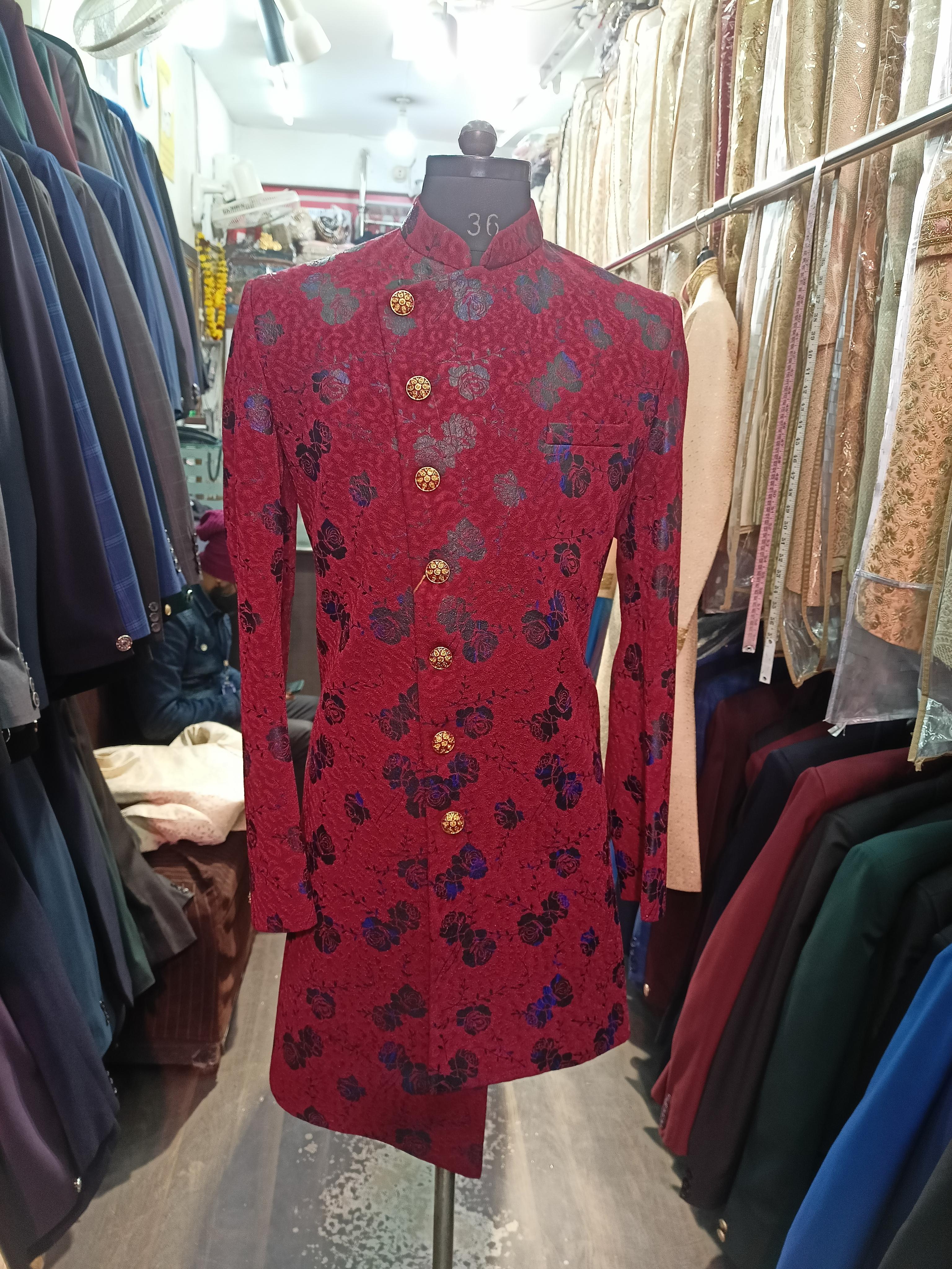indo western for men's in jacquard - 18218272 - Standard Image - 1
