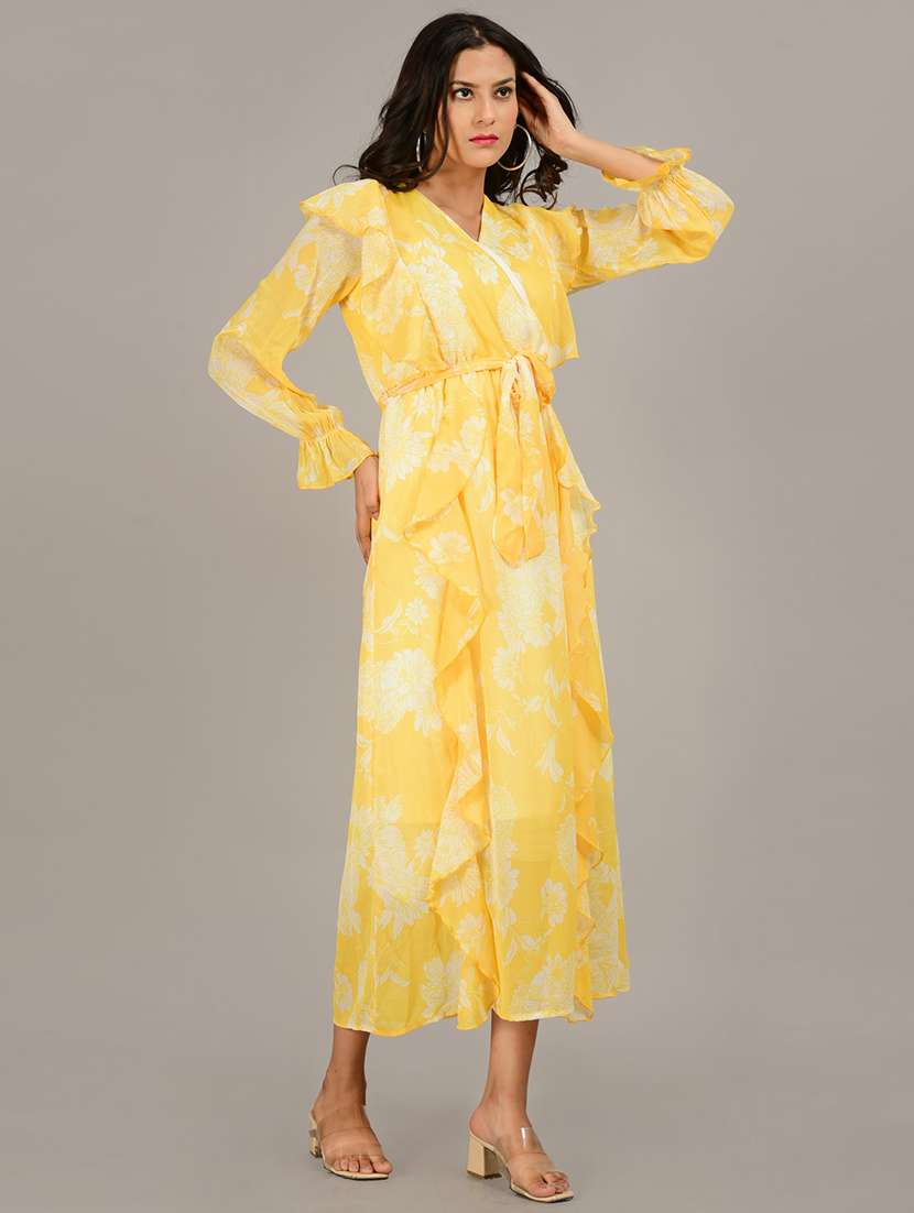 yellow chiffon wrap dress - 18218313 -  Standard Image - 1