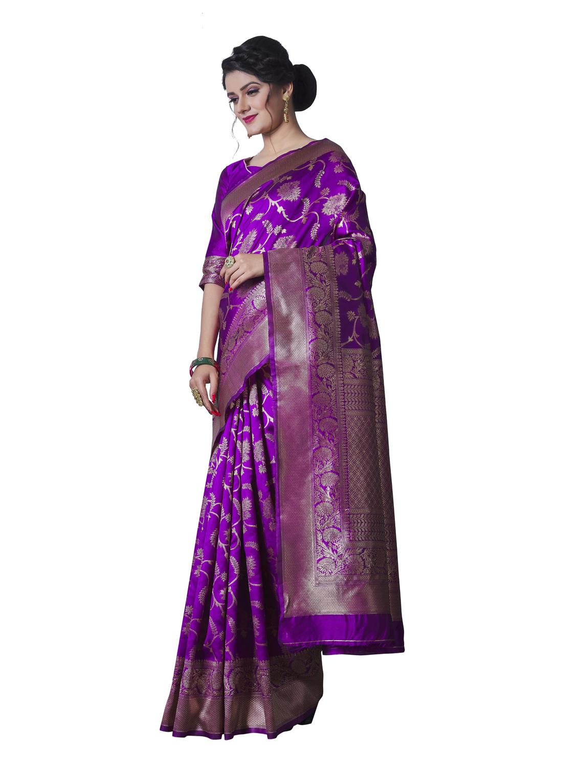 cream silk blend banarasi saree with blouse - 18218772 - Standard Image - 1