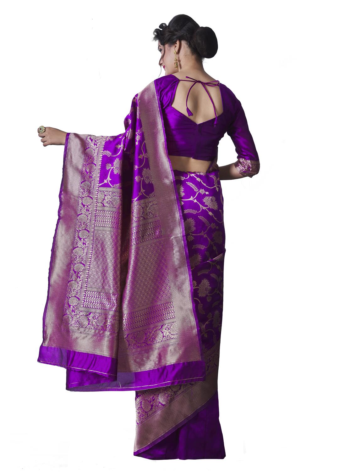 cream silk blend banarasi saree with blouse - 18218772 - Standard Image - 4