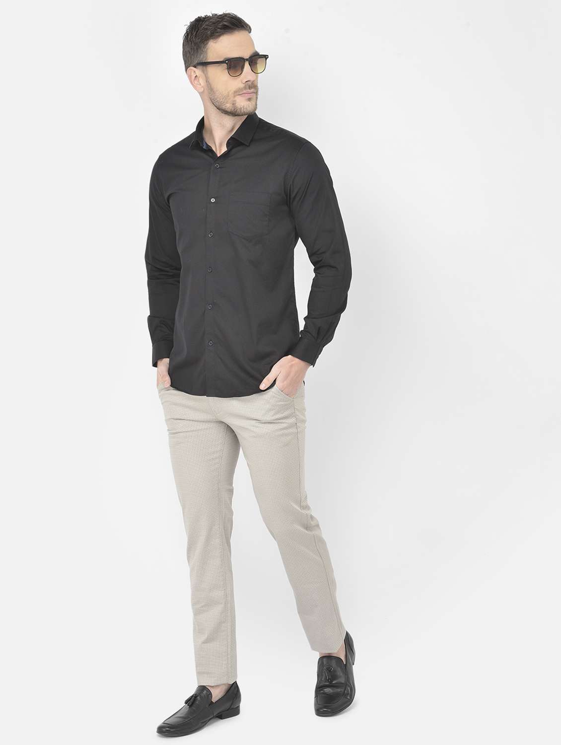 beige textured casual trouser - 18218803 -  Standard Image - 4