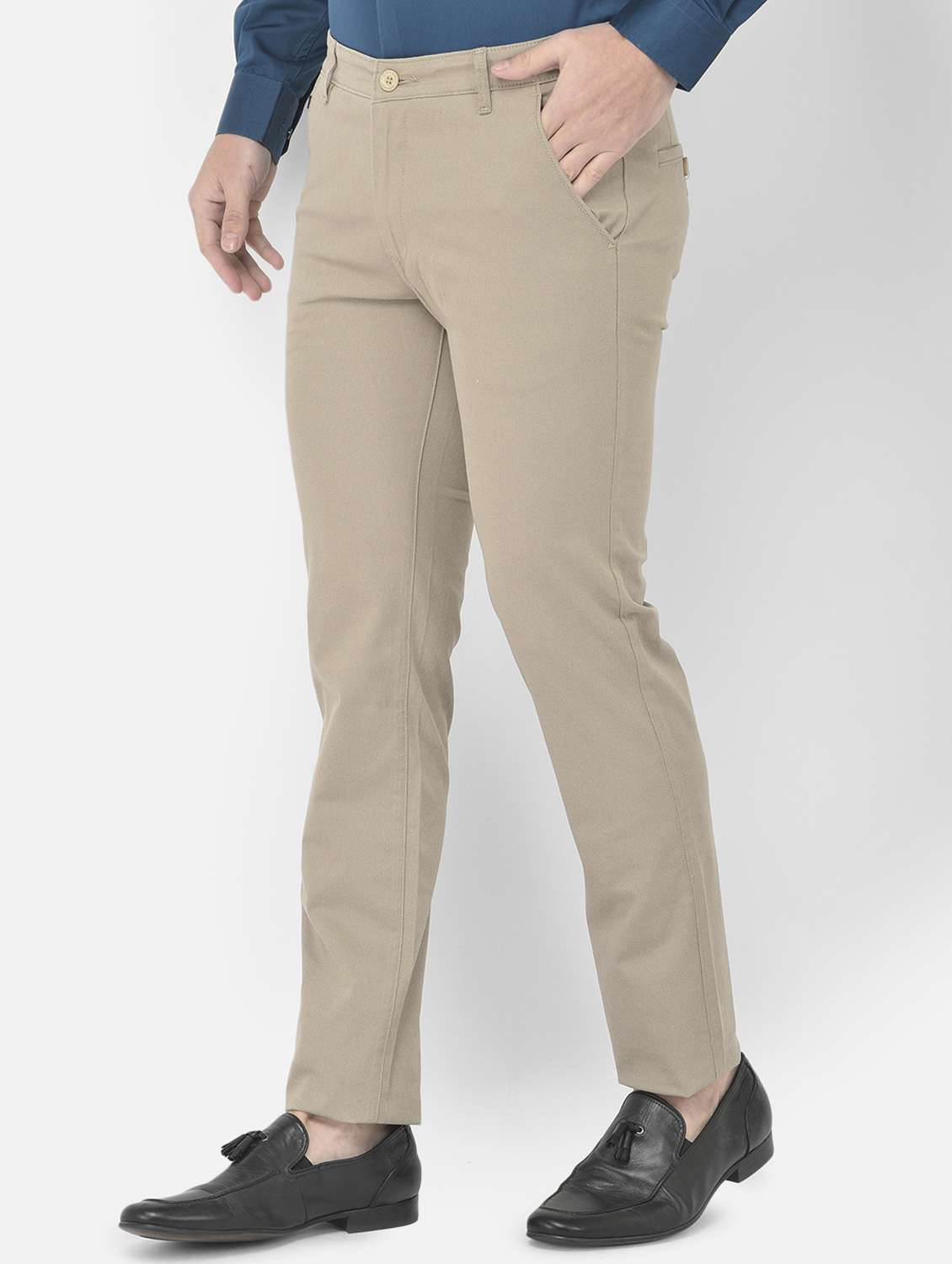 beige textured casual trouser - 18218807 -  Standard Image - 1
