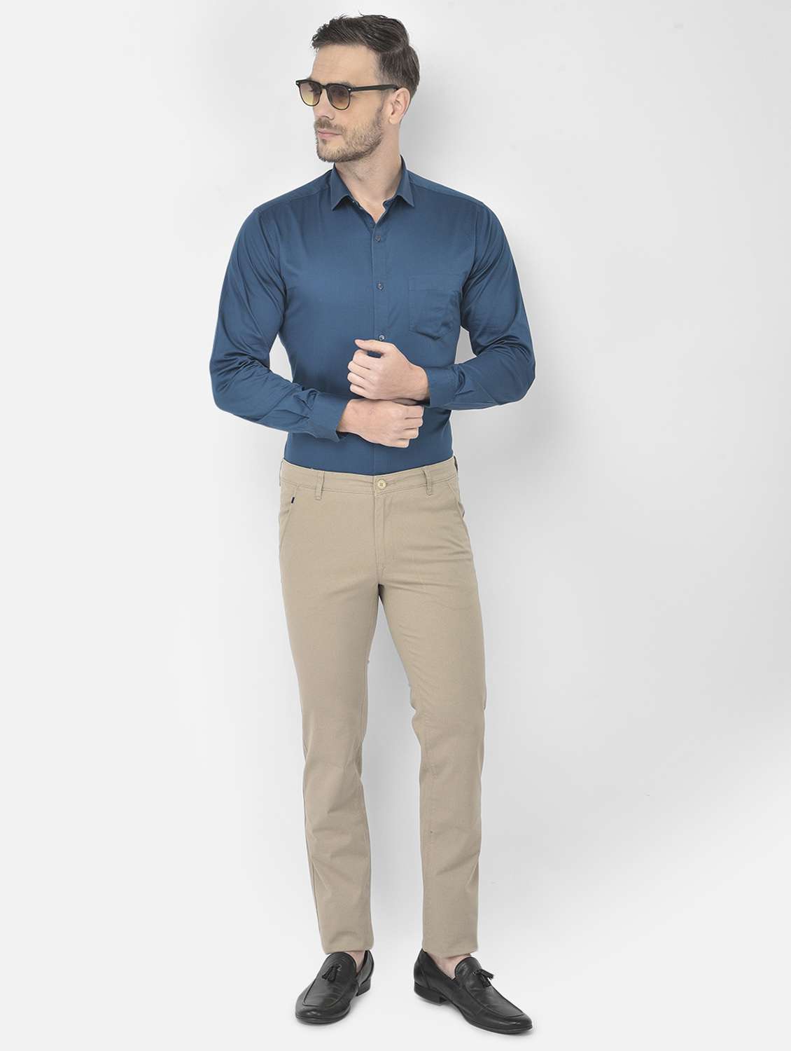 beige textured casual trouser - 18218807 -  Standard Image - 4