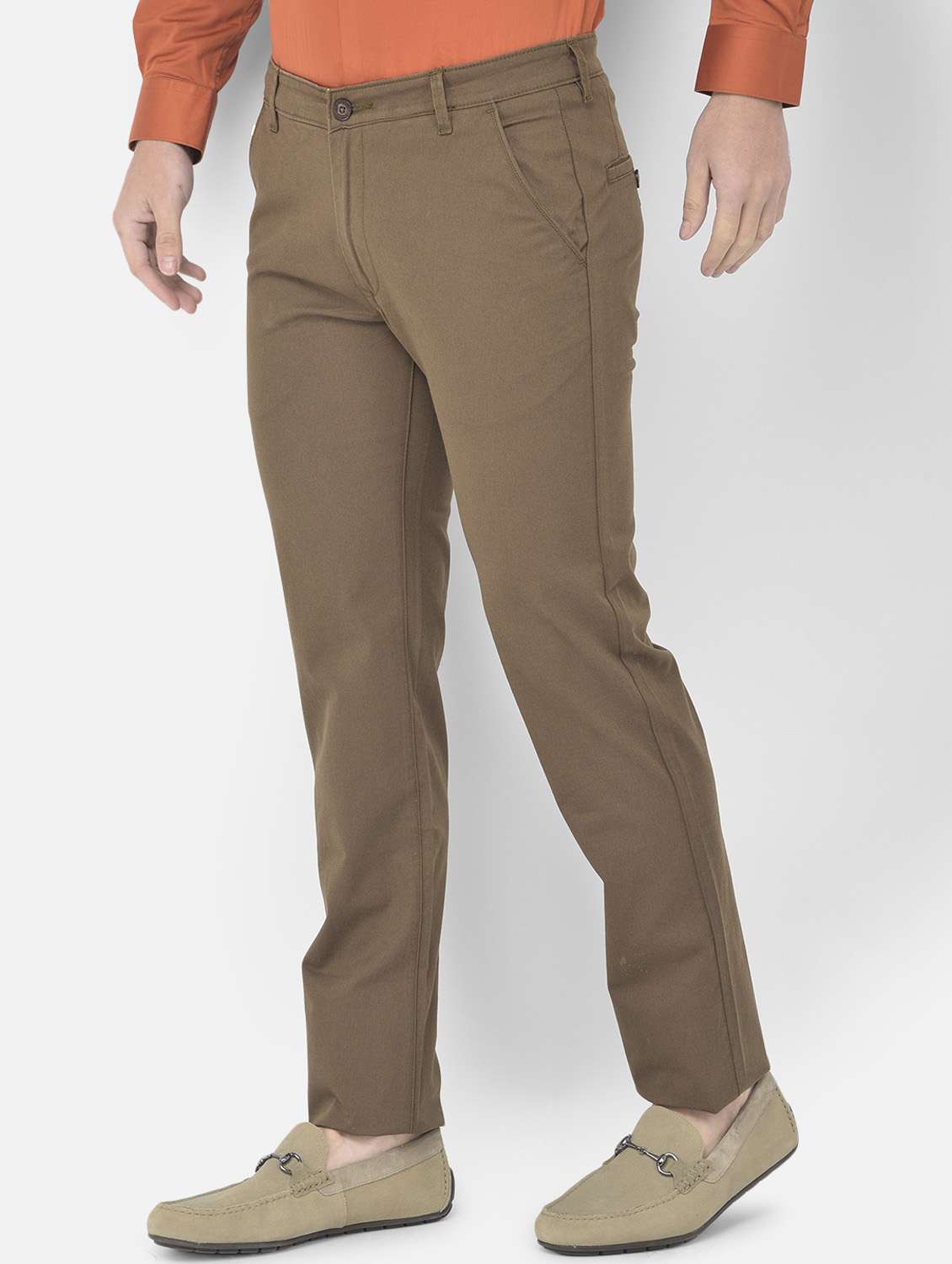 brown textured casual trouser - 18218808 -  Standard Image - 1