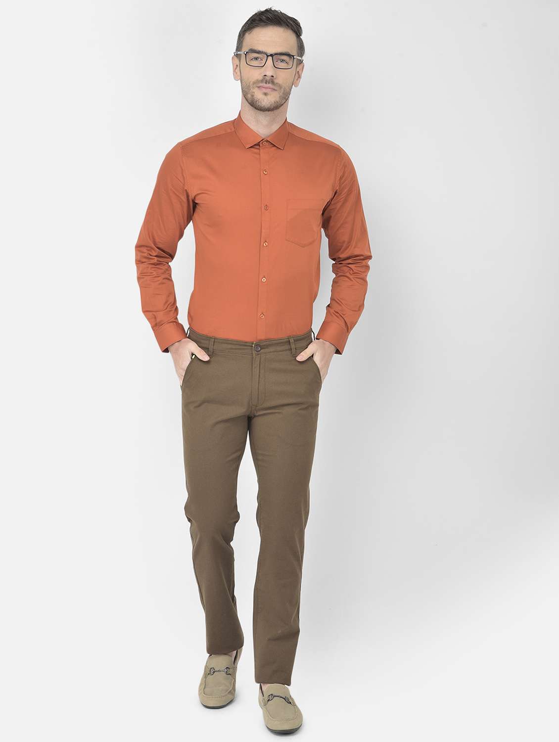 brown textured casual trouser - 18218808 -  Standard Image - 4