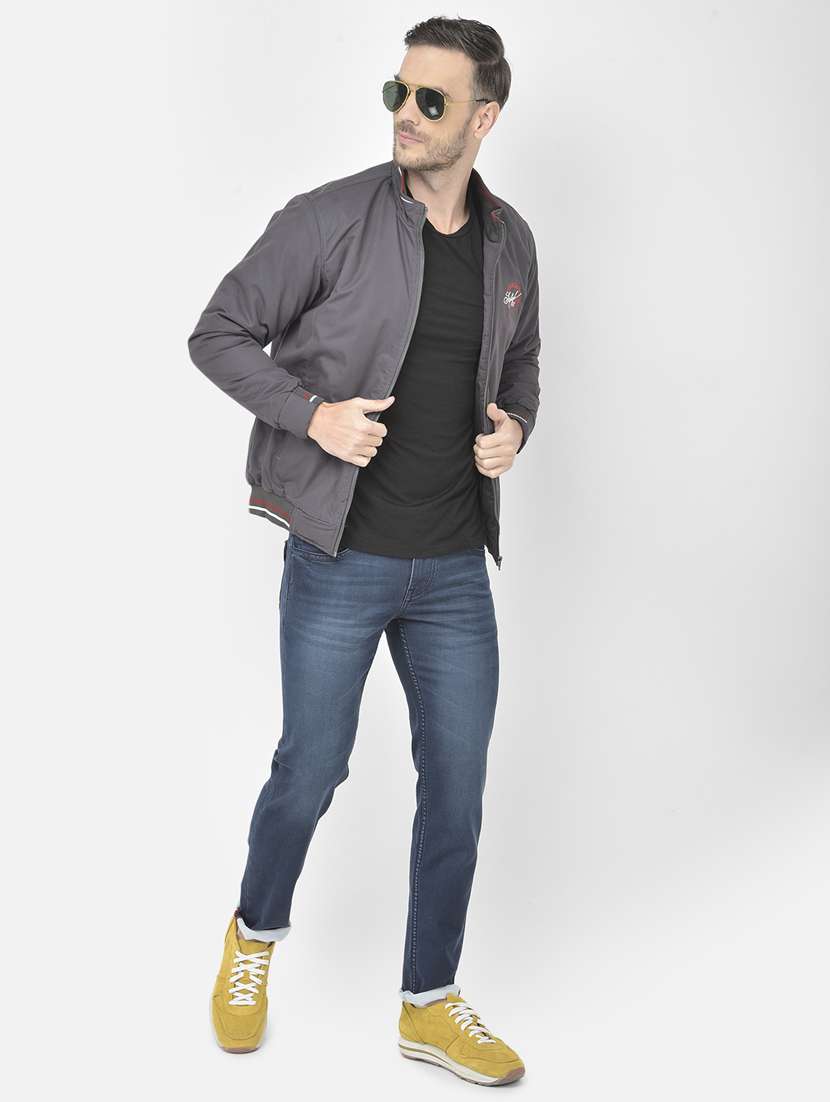 grey solid casual jacket - 18218829 - Standard Image - 4